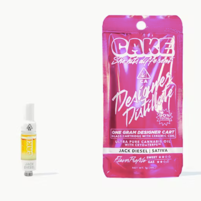 Jack Diesel Cake cart, 1G designer distillate 510 cartridge with citrus and earthy pine